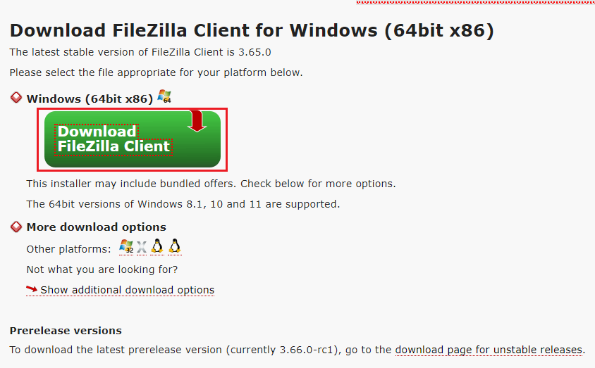 Filezilla pour windows