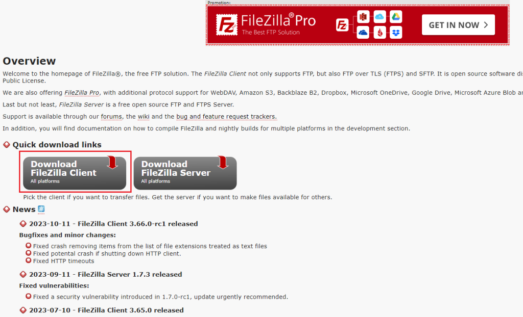 download filezilla client