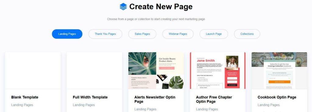 Créer une nouvelle page Optimizepress