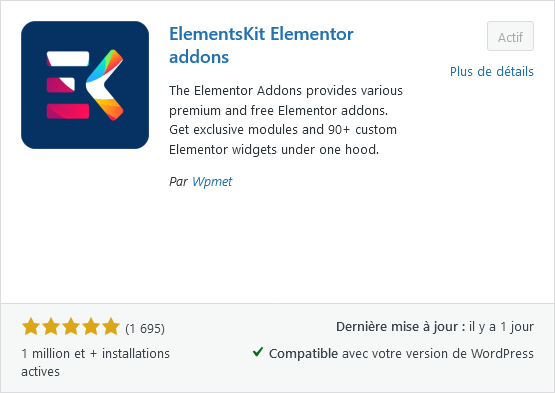 ElementsKit pour Eementor