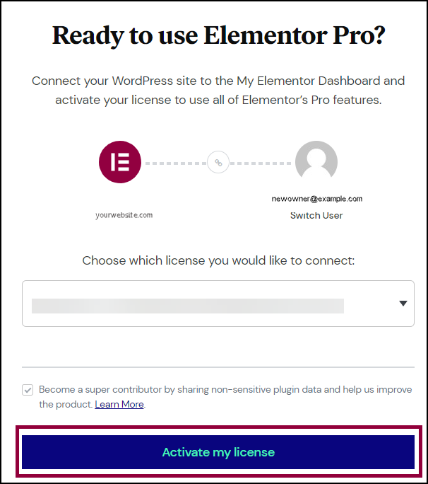 activer la license Elmentor pro sur WordPress