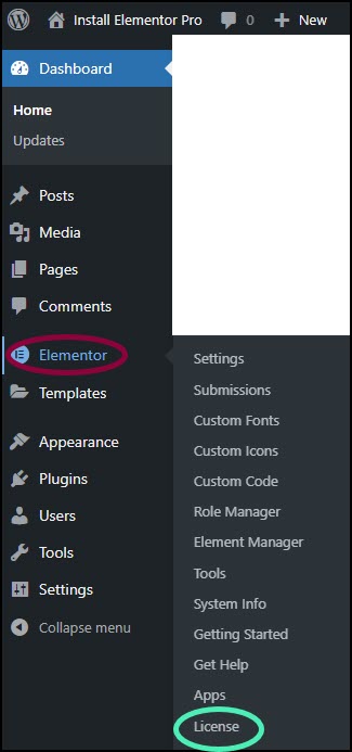 activer la license Elmentor pro