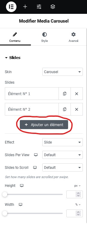 ajouter un élément au carousel Elementor pro